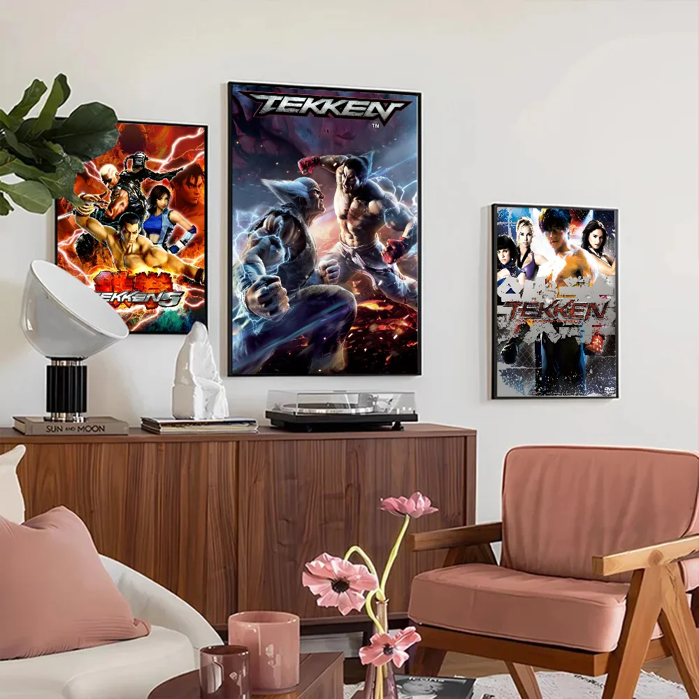 Classic TEKKEN Video Game   Self-adhesive Art Poster Whitepaper Sticker DIY Room Bar Cafe Wall Decor