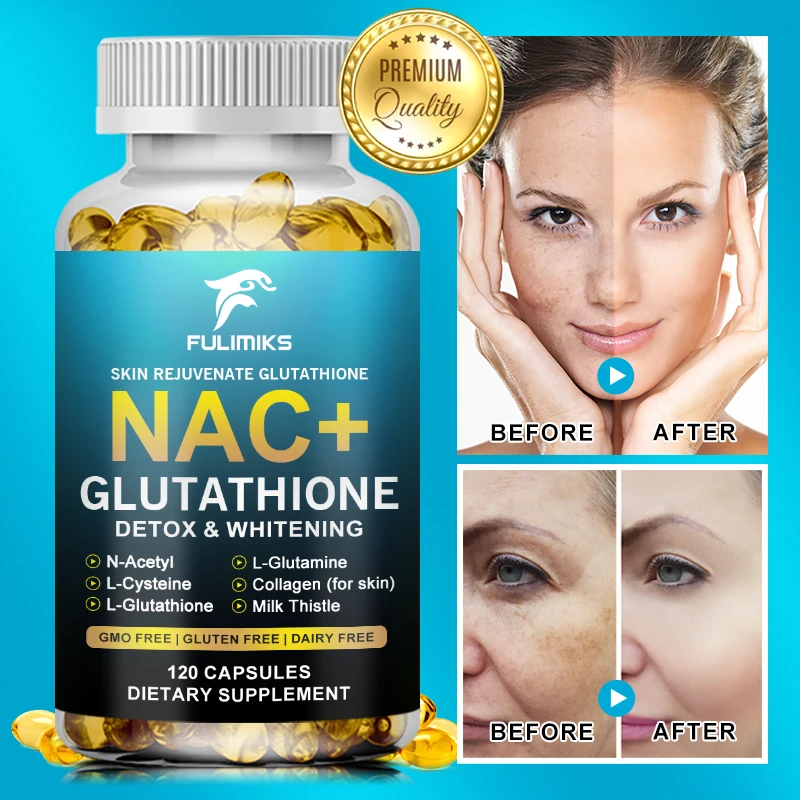 NAC Capsules Supplement - Milk Thistle Glutathione Collagen Capsules - Skin Health & Vitality, Detoxification, Immune Support