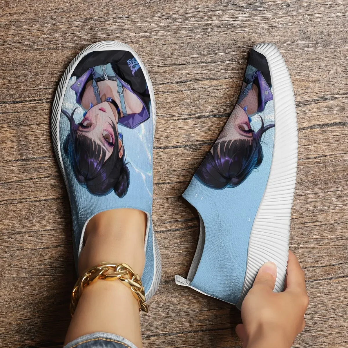 

New Trendy Niche and Fashionable Flat Lace-up Casual Sports Shoes Designed with The Cartoon Animation of The Witch Hunter Team