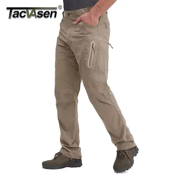 TACVASEN Summer Lightweight Trousers Mens Fishing Pants Outdoor Hiking Nylon Quick Dry Pockets Cargo Pants Casual Work Trousers