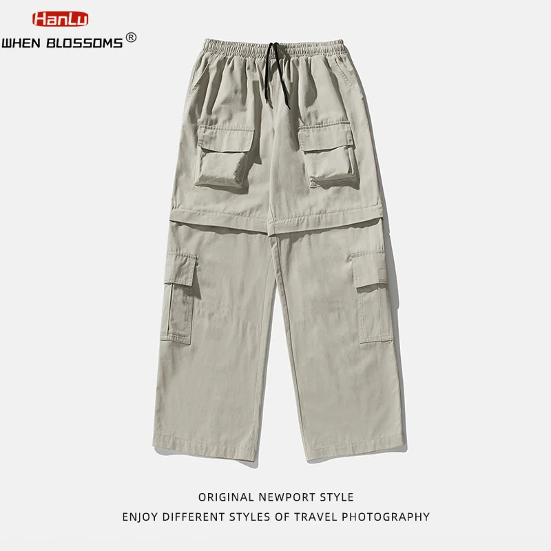 Pantalones Cargo de algodón puro para hombre, pantalón informal de gran tamaño con múltiples bolsillos, ropa de calle japonesa, Hip Hop, novedad de 2024