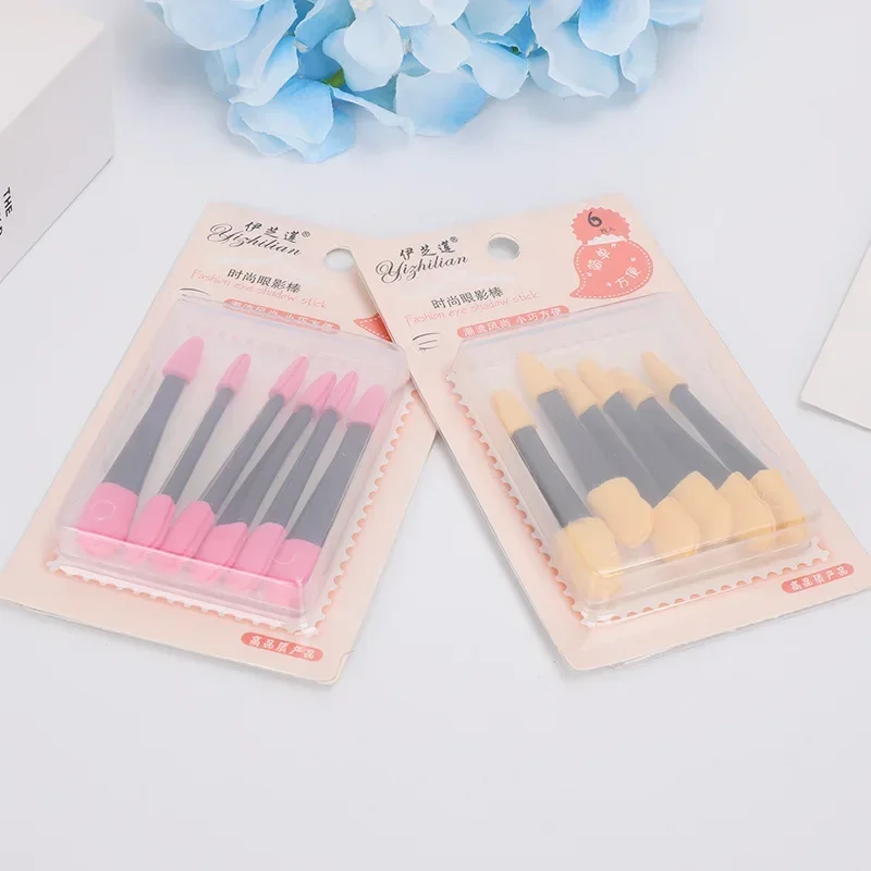 Tragbarer doppelseitiger Lidschatten-Applikator Pro Schwamm Lidschatten Make-up-Zubehör 12 Stück Puderpinsel