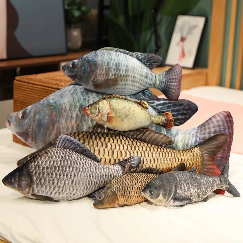 Giant Creative Simulation Fish Bream Tuna Salmon Plush Toy Cute Realistic Grouper Saury Plushies Pillow Funny Room Decor Gift