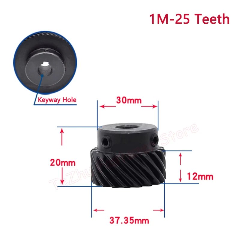 1pc 25 Teeth 1M 45 Degree Helical Gear 45# Steel 1 Mod 25T Left and Right Rotation Gear Bore 8 10 12 14 15 16 17 18 19mm