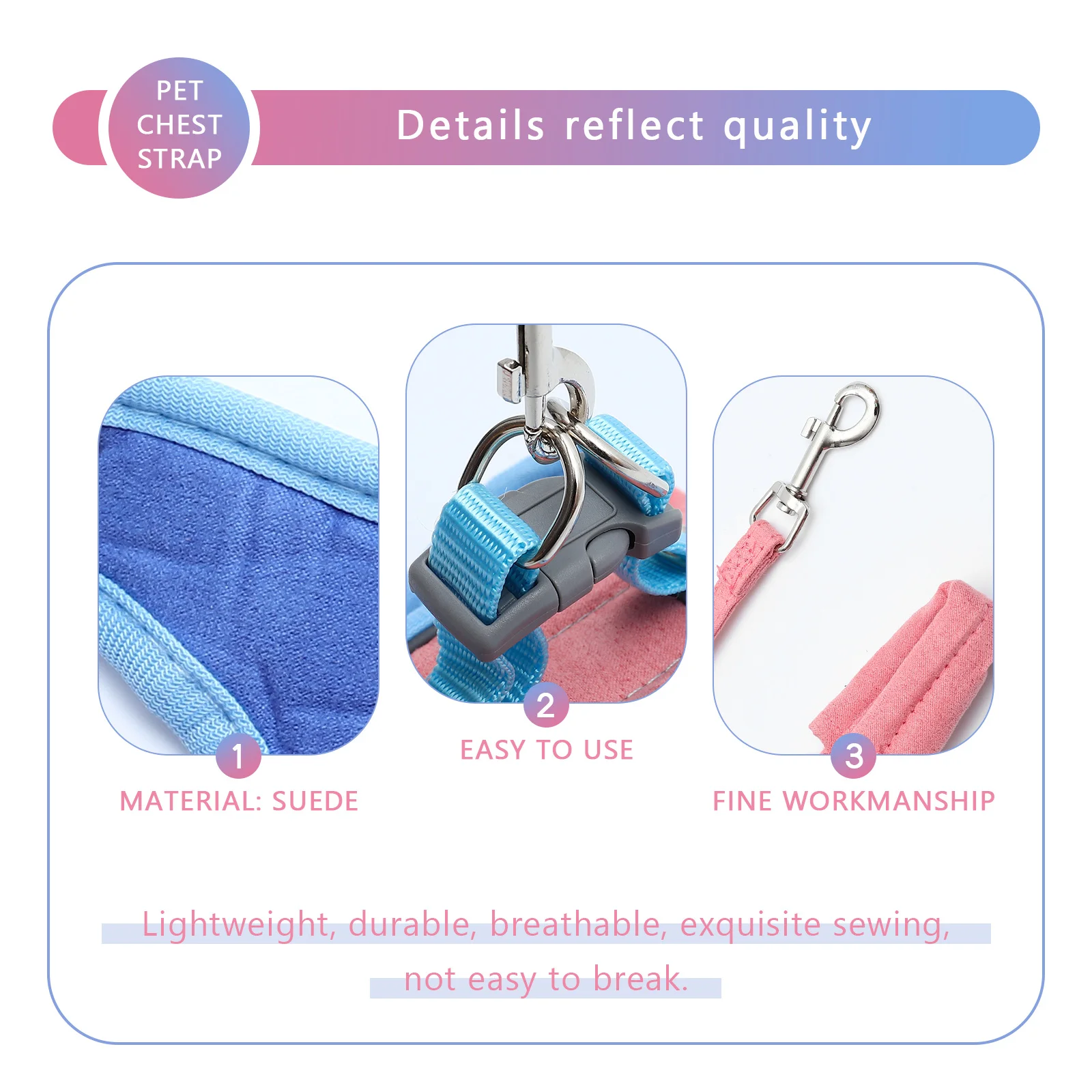 

Pet Harness Vest Leash Set Breathable Easy Wear Durable Lightweight for Cat Kitten Small Dog Puppy Outdoor Walking Party