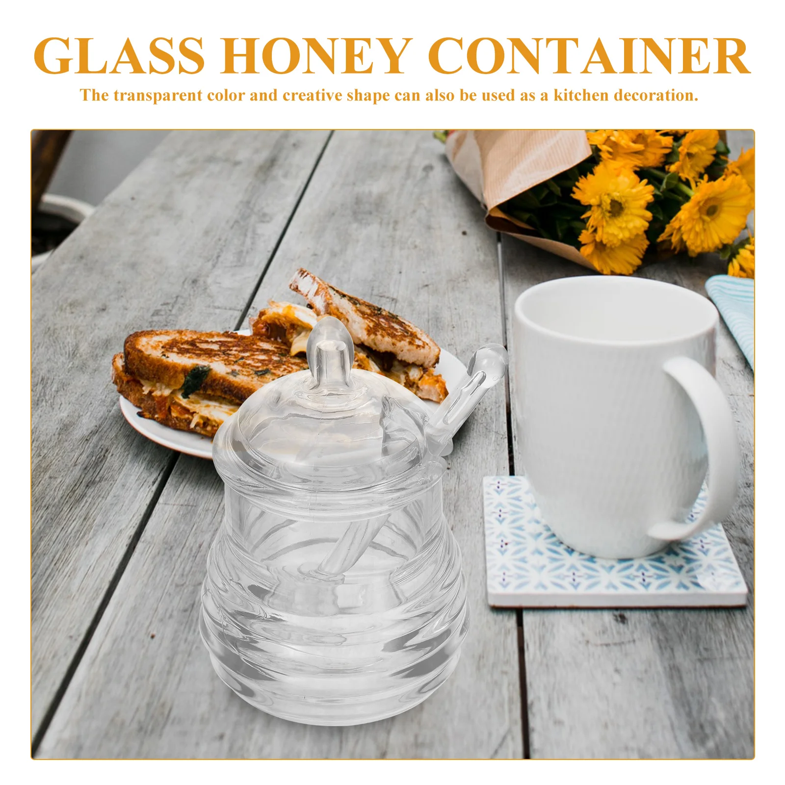 

Transparent PC Material Kitchen Honey Pot Container Small Bottle Syrup Containers Plastic Long
