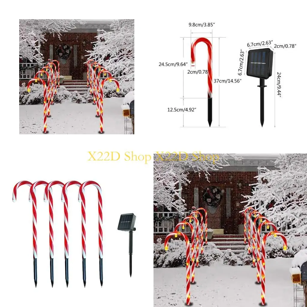 X22D Christmas Candy Cane Lights Set Led Solar or Battery Powered Light Landscape Lamp for Indoor Outdoor Garden Lawn Passage