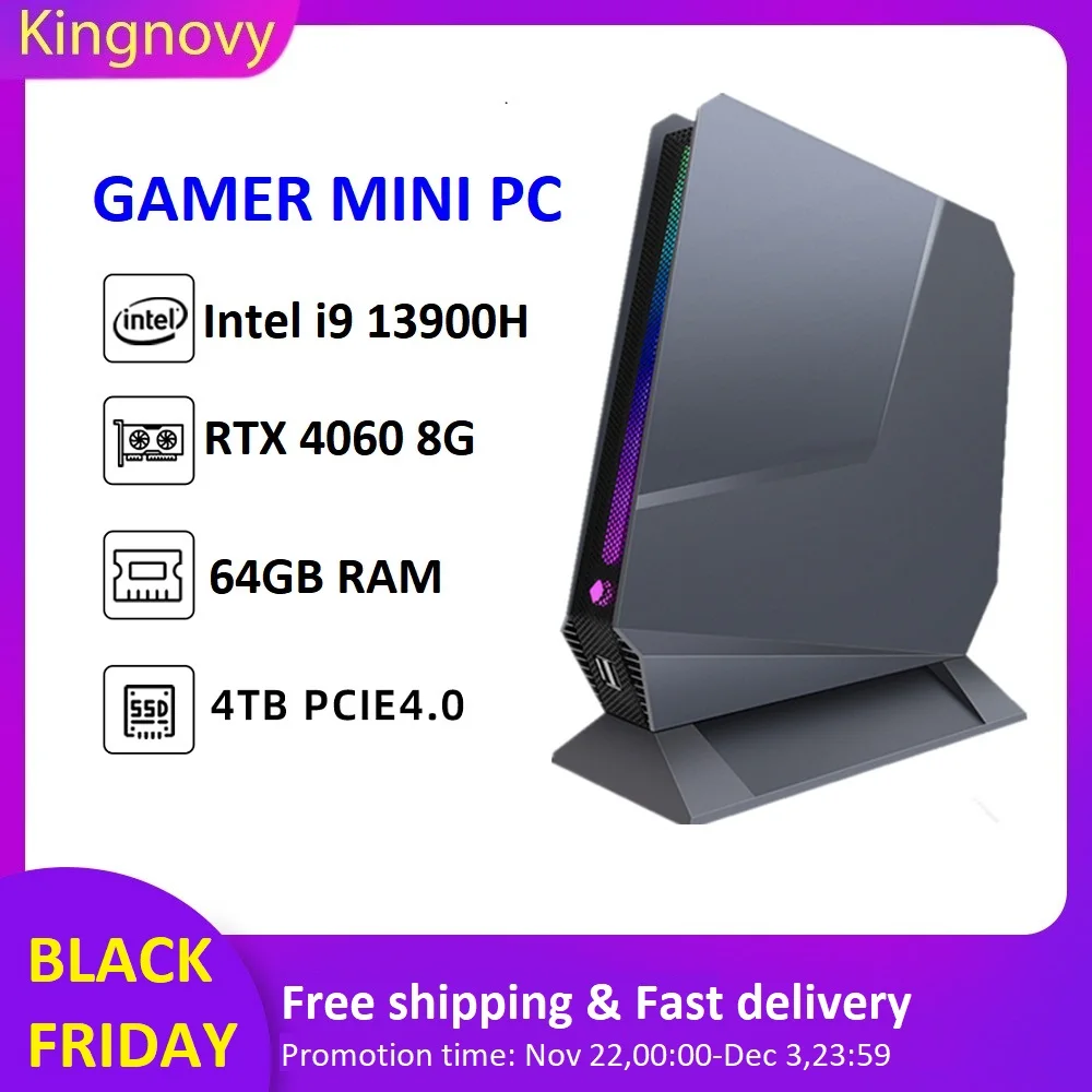 Kingnovy Gaming Mini PC Intel i9 13900H 12900H i7 13700H 12700H Nvidia RTX4060 3050 8G Desktop Mini Gamer Computer Win11 WiFi6