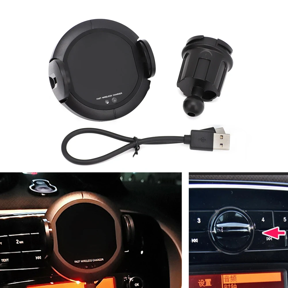 10W Car Fast Wireless Charger Phone Navigation Holder for Smart 453 fortwo forfour Infrared Sensor Automatic Quick Charge