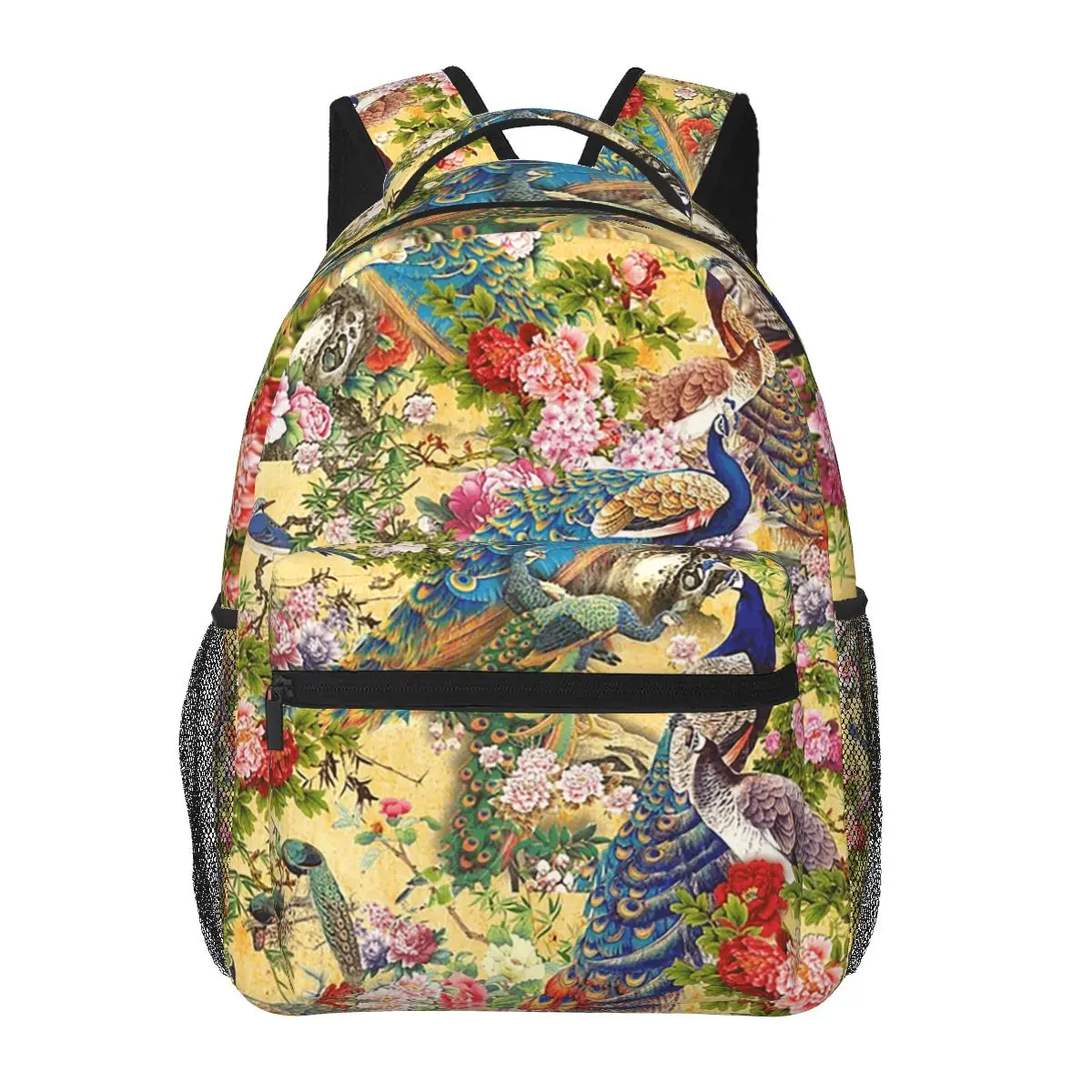 

Chinoiserie Blue Peacock Pattern Student Backpack School Bag Hiking Travel Daypack for Boys Girls Fashion Bookbag Shoulder Bags