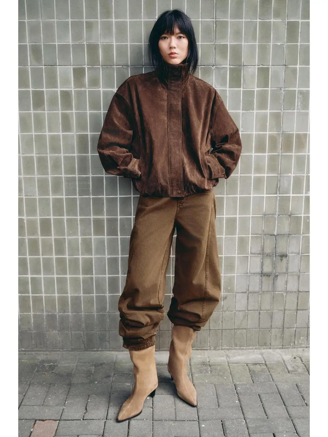 Loose Long Sve Faux Suede Jaet Stand Collar Work Warehouse Early Autumn Beau Ma La System Women's plus Size Coat