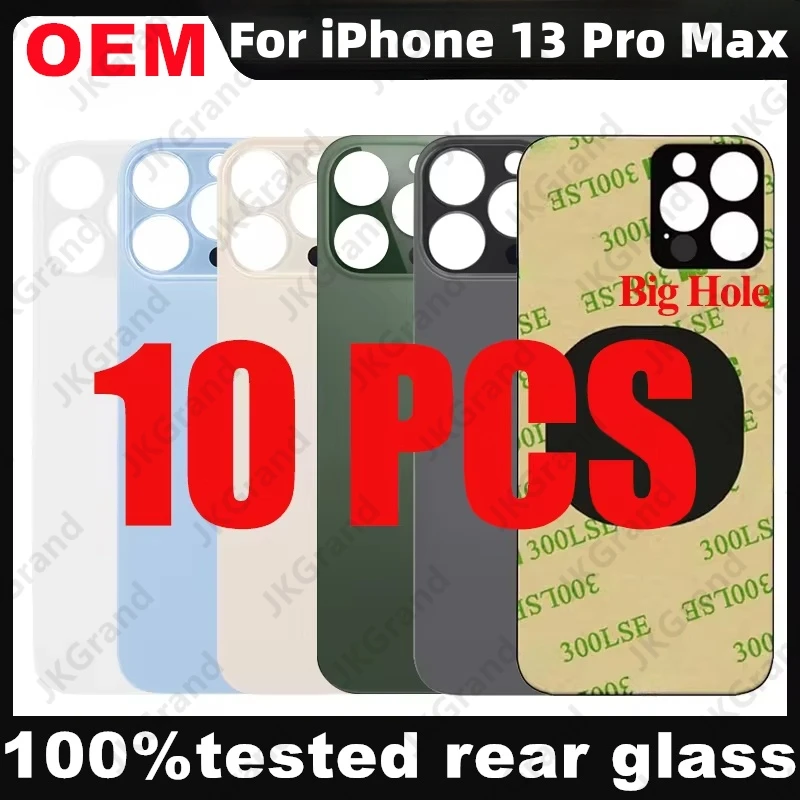 

10 Pcs For iPhone 13 Pro Max Back Glass Panel Battery Cover Replacement Parts optimal Big Hole Camera Rear Door Housing Beze