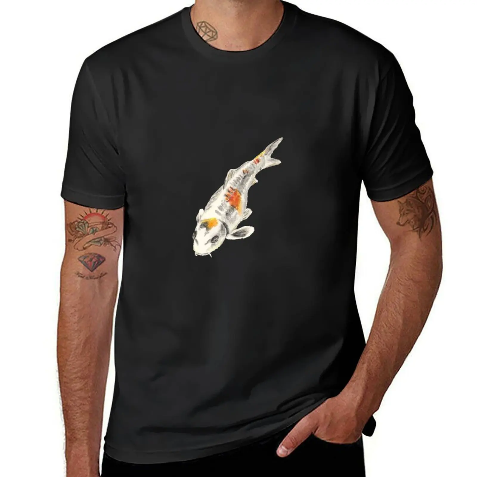 Koi Carp (watercolour) T-Shirt customs sweat animal prinfor boys T-shirts for men cotton
