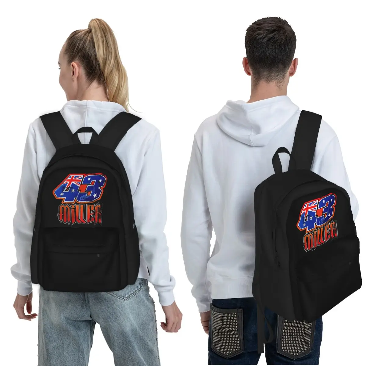 Jack Miller #43 MotoGP Grunge Student Backpack School Bag Hiking Travel Daypack for Men Women Fashion Bookbag Shoulder Bags