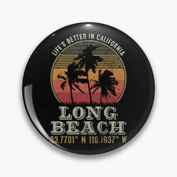 Long Beach Coordinates Lifes Better In  Soft Button Pin Badge Cute Brooch Funny Metal Clothes Cartoon Lapel Pin Creative Gift