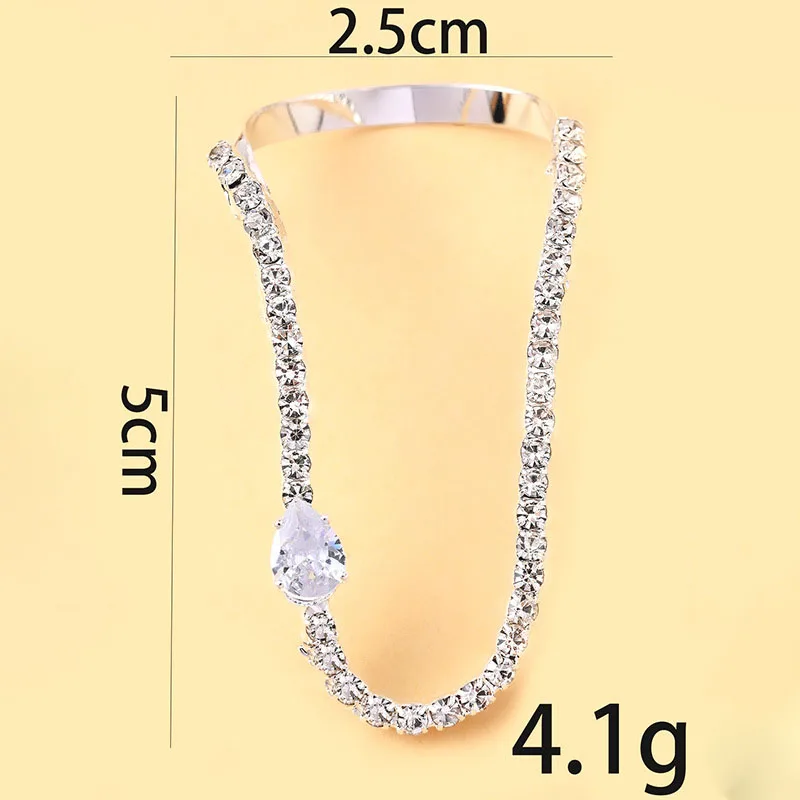 Sparkling Curved Line Silver Rhinestone Ring Fashion Unique Celestial Tattoo Matching Statement Ring Sterling Party Jewelry