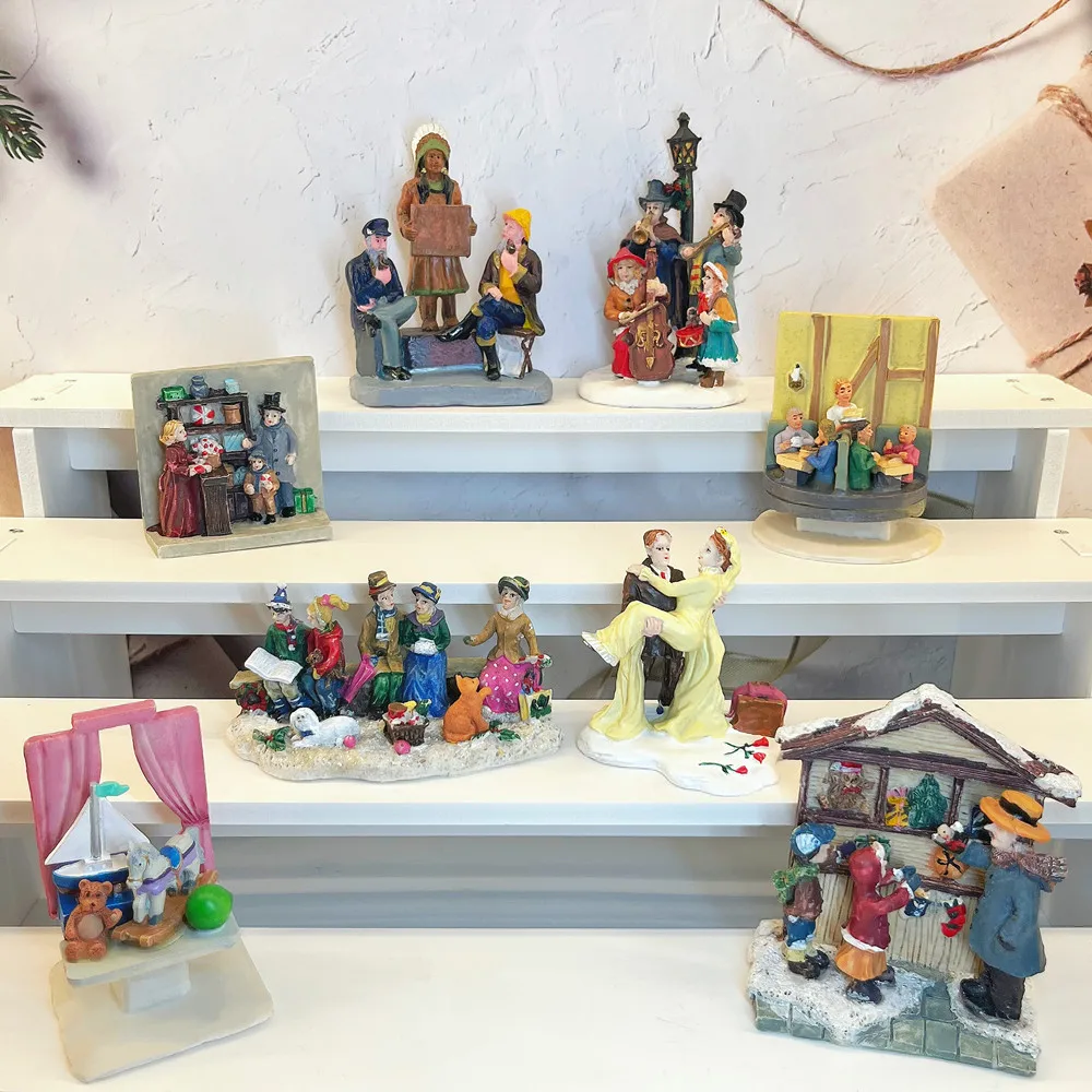 Victorian Christmas 3D Resin Fridge Magnet Set, Dickens Winter Village Figurine Souvenir, Holiday Gift & Collectible