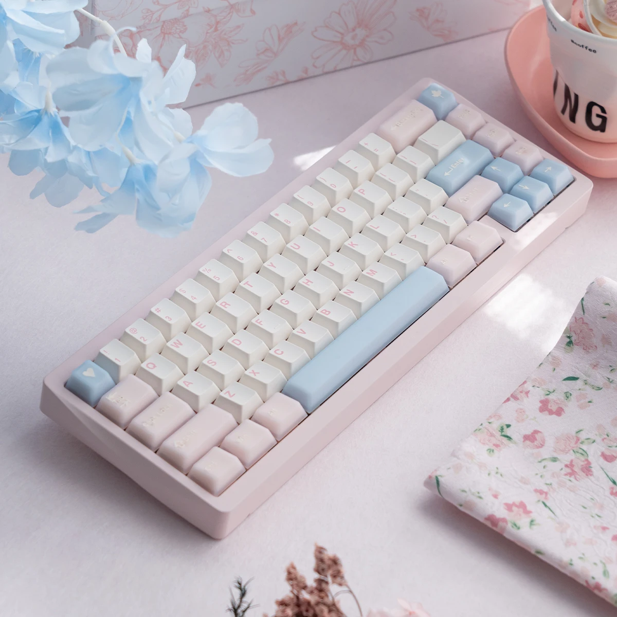 

164 Keys Pink White Keycaps Translucent PBT+PC Double Shot Cherry Height for Mechanical Keyboard AULA F75 Ajazz Ak820 Pro Game