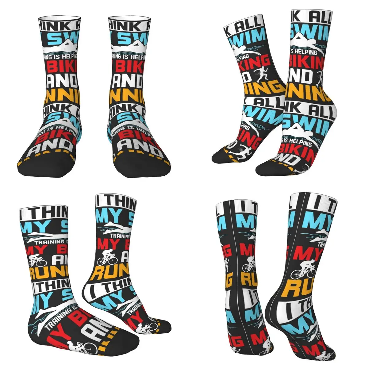 

Носки для триатлона, плавания, велоспорта, бега, Harajuku, впитывающие пот чулки, всесезонные длинные носки для подарка на день рождения унисекс