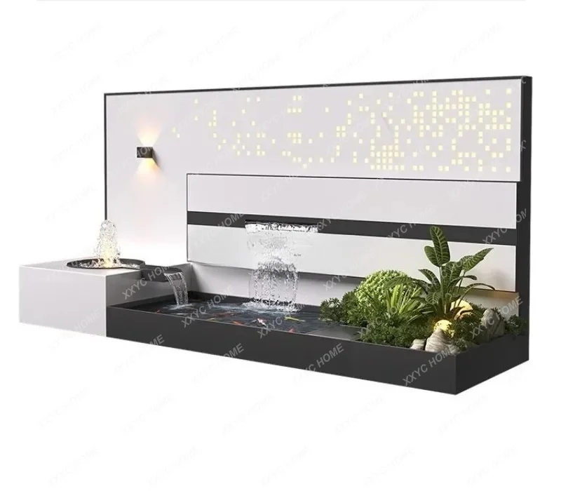

L Stainless Steel Garden Water Curtain Wall -Recirculating Flowing Water Feature with Outdoor Metal Fish Pond for Landscaping