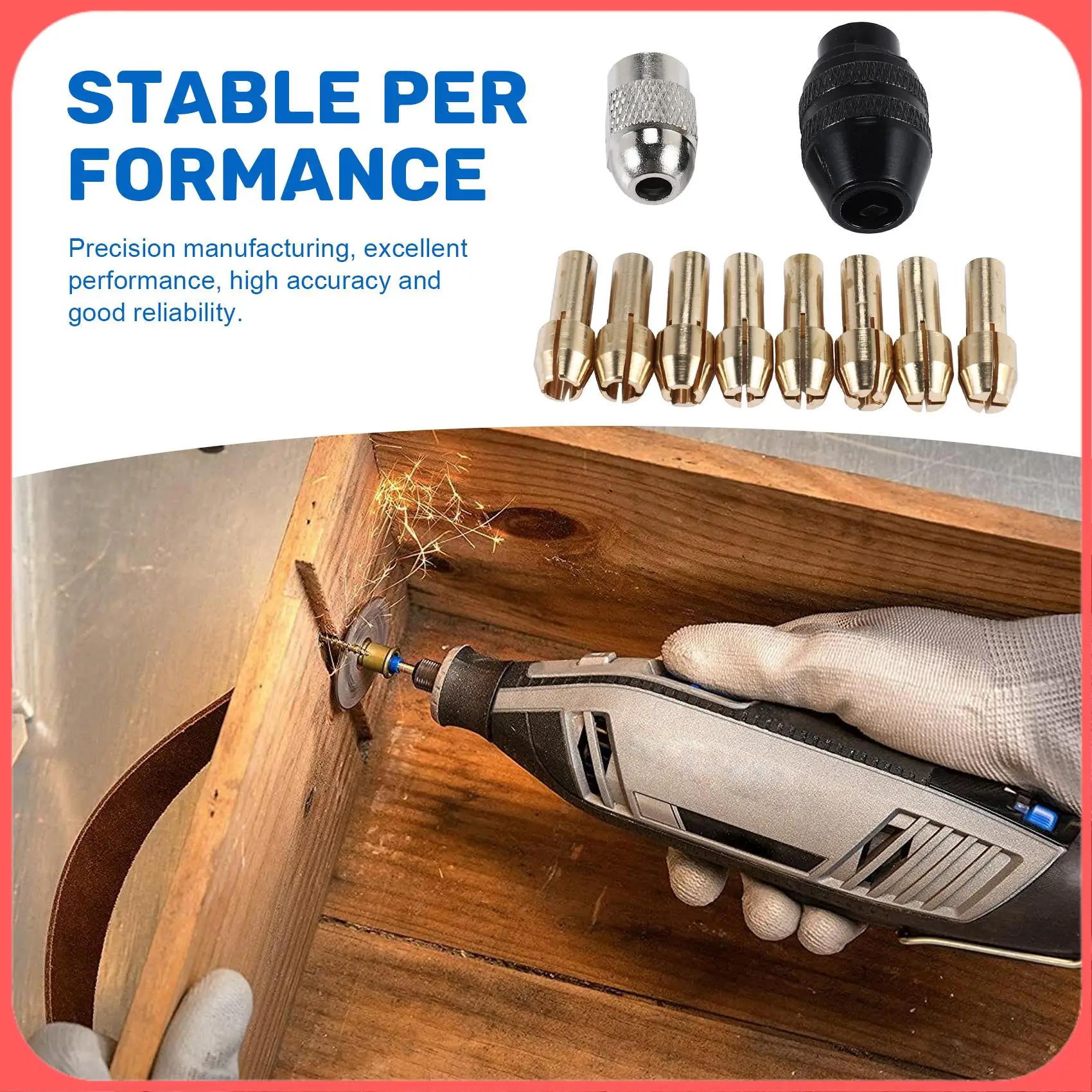 

A76I-Drill Chuck Collet Set For Dremel,1/32Inch To 1/8Inch Replacement 4486 Keyless Bit With Replacement Rotary Drill Nut Set