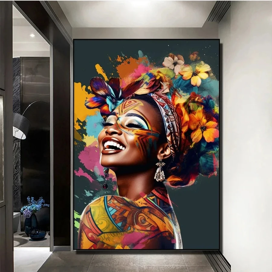 Çiçekler kız 5D DIY Elmas Boyama Afrikalı Kadın Yeni Koleksiyon Tam Taklidi Matkap Mozaik Resim eşarp Kız Portre Dekor
