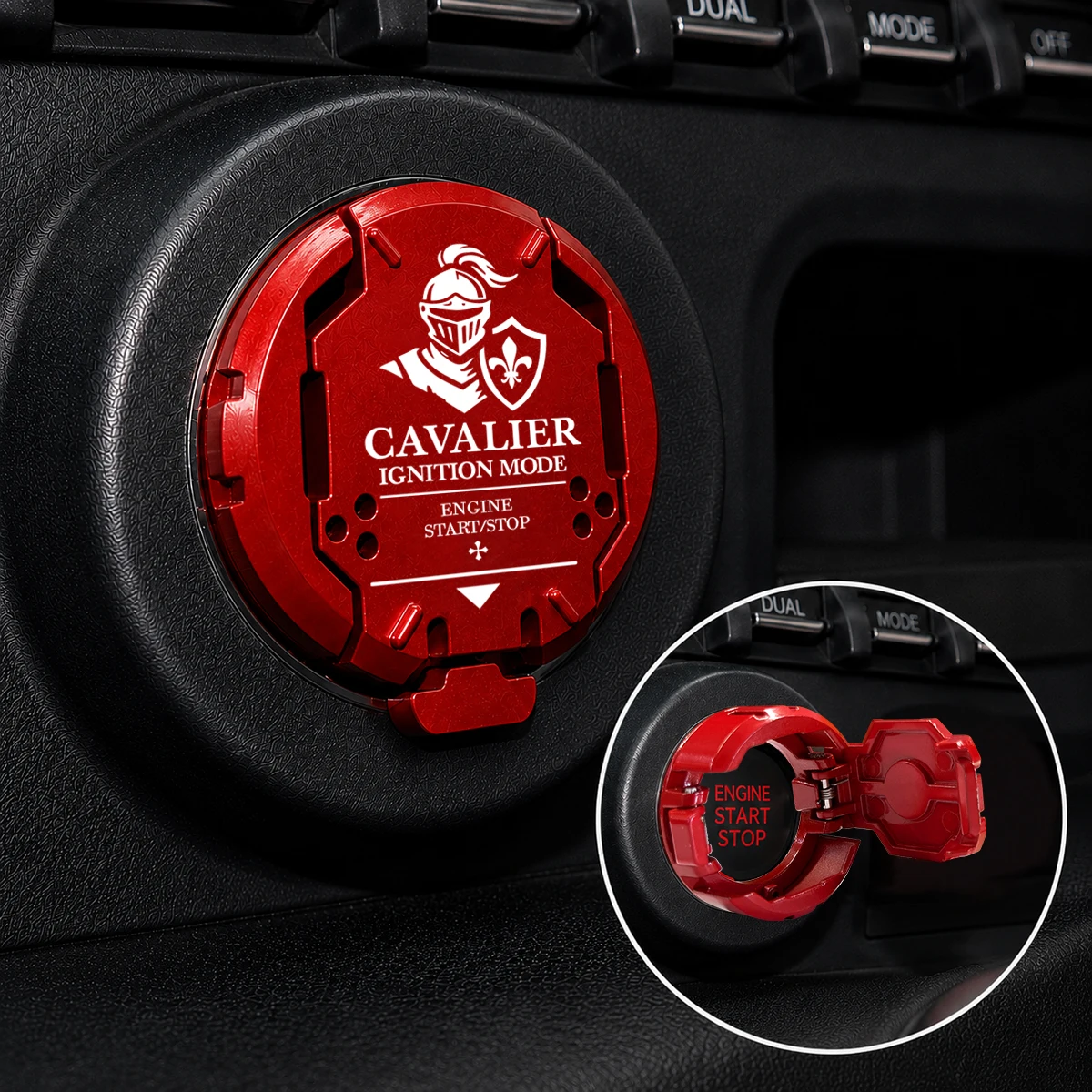 Retro Knight Car Engine Start Stop Button Cover, One-Button Ignition Switch Decorative Trim