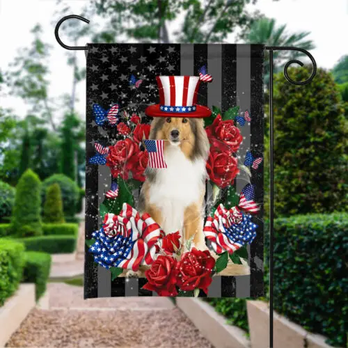 Shetland Sheepdog America 4th July Flag, Sheltie Dog USA Independence Day Flag