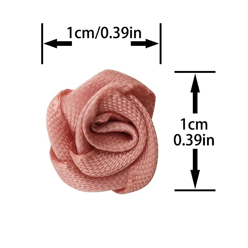 (100 Pcs/pack) 10*10mm Mini Fresh Pink Ribbon Flowers Small Size Satin Ribbon Artificial Flower Craft Festive Party Decoration
