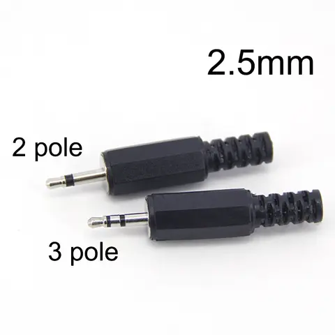5pcs 10pcs  2.5mm Male jack 2 3 pole 2.5 Audio Mono Stereo Plug connector Plugs for Phone Headset