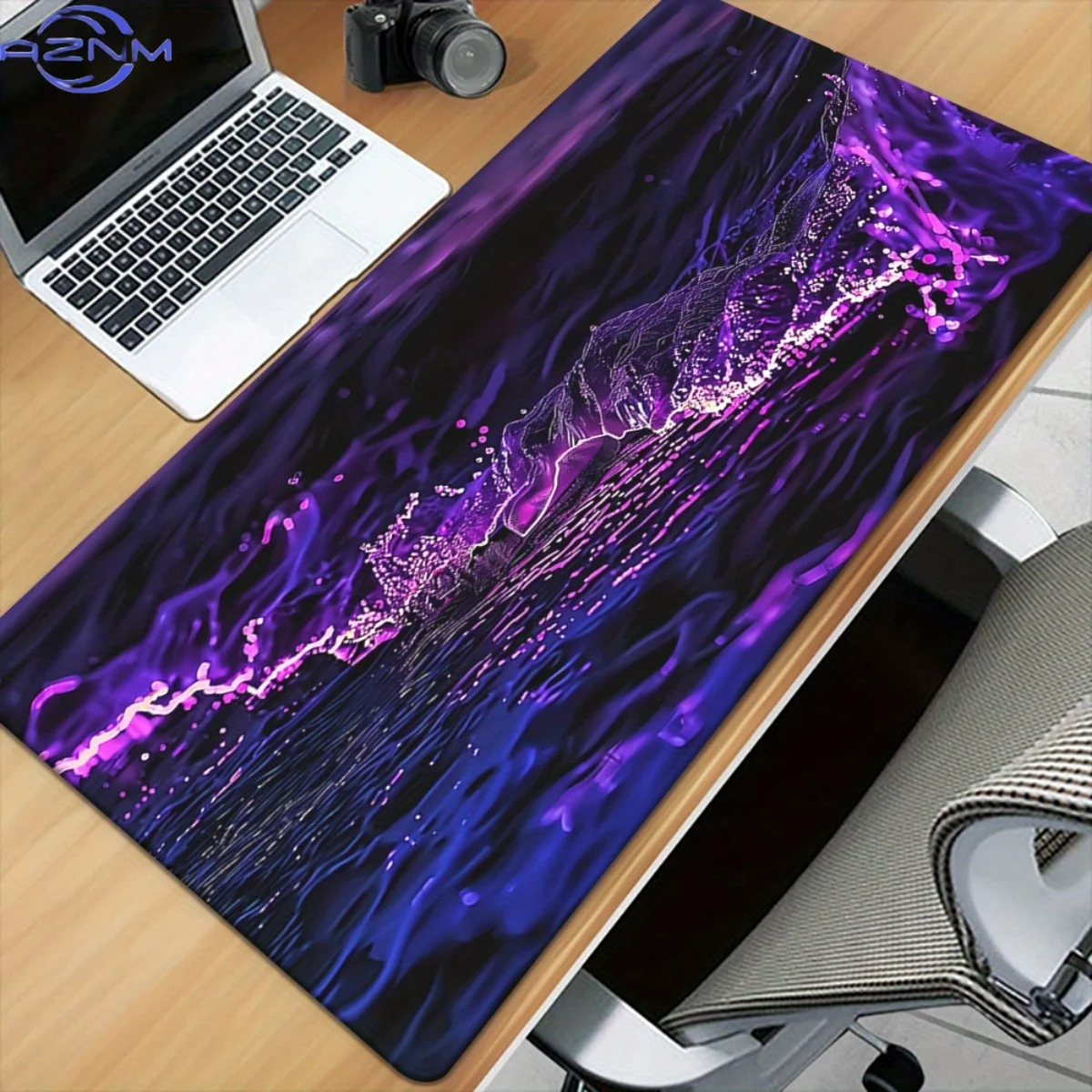 1pc Purple Liquid - Like Waves Patterns HD Printed Pad for Desk, Multi Functional XXL Mousepad, Keyboard Gaming Mouse Mats, Offi