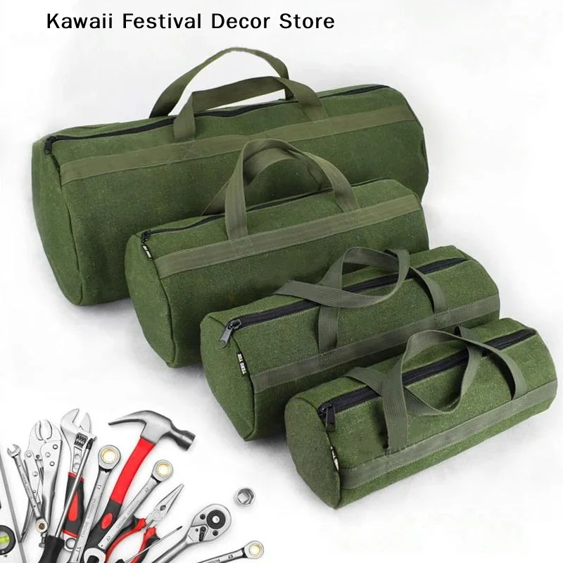【K】Thick Canvas Tool Storage Pouch Portable Toolkit Multi-functional Organizer Instrument Hardware Wrench Tableware Handbag
