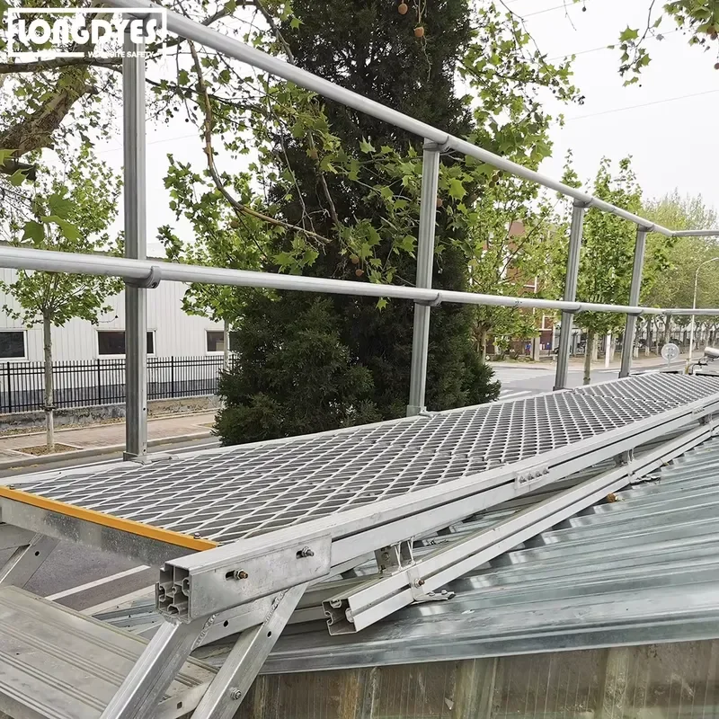 Corrugated Roof Antislip Modular Aluminum Step Walkway Roofwalk System Platforms and Walkways with Guardrail