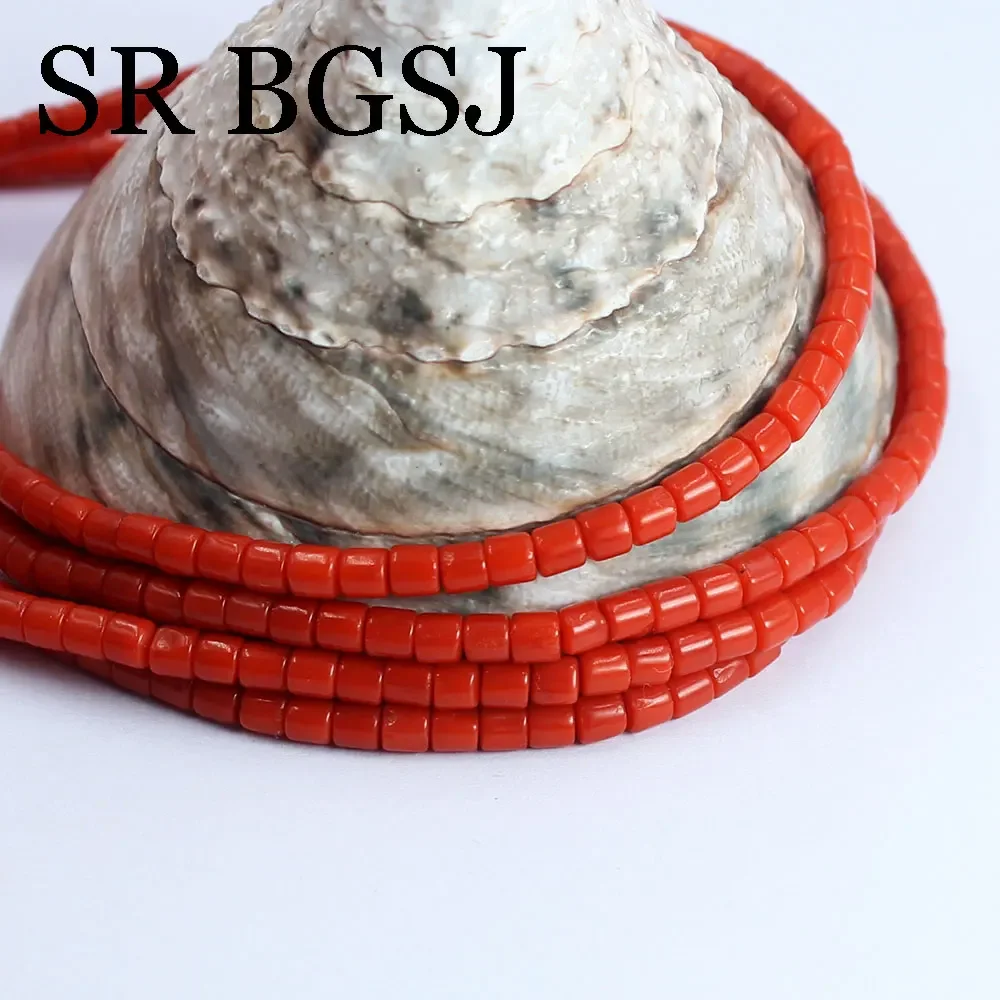 3mm 15inch Fashion Column Tube Sardi Red Sea Bamboo Coral Spacer Seed Bead