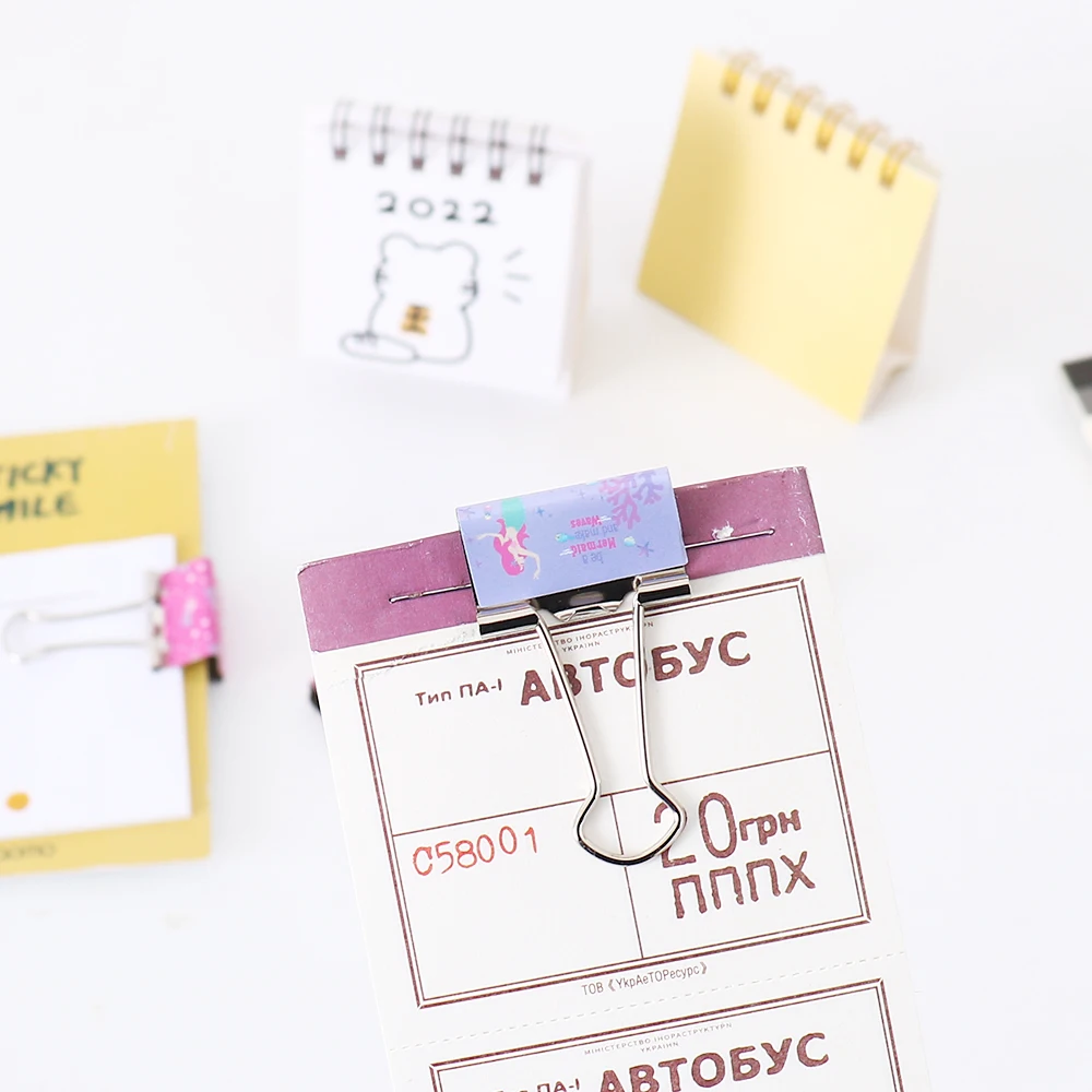10pcs/lot purple pink Metal Binder Clips 25mm Notes Letter little mermaid Paper Clip Office Supplies Binding Securing Clips