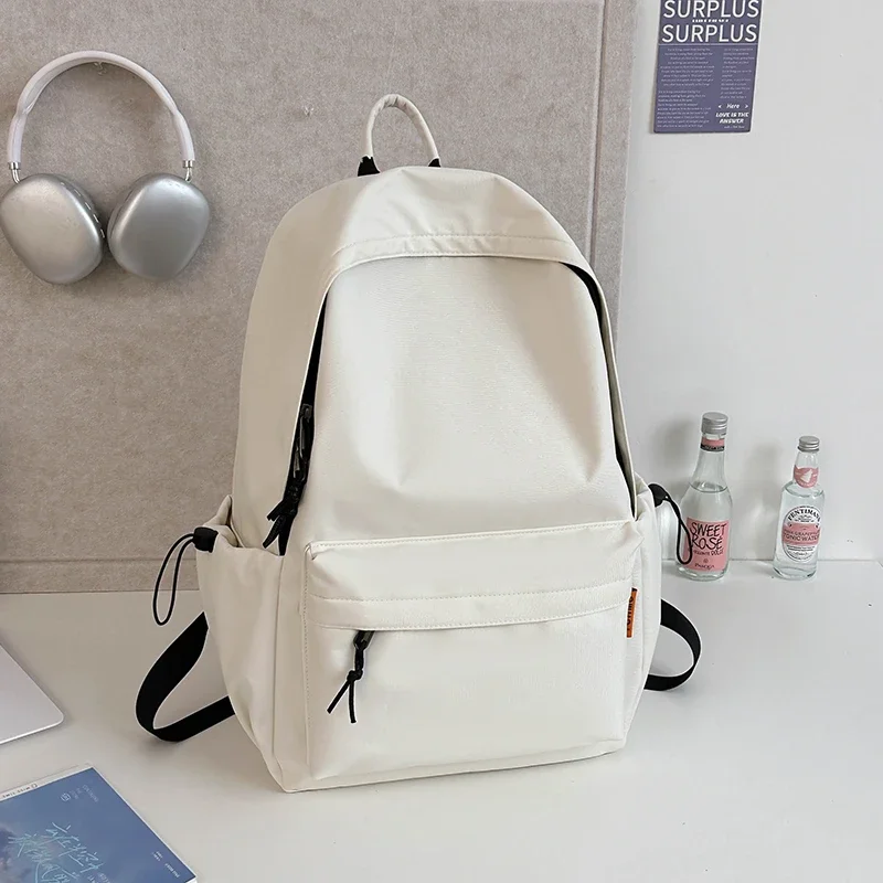 High Beauty Solid Color Backpack 2024 Autumn/Winter New Simple Leisure Shoulder Bag Large Capacity High School Student Backpack