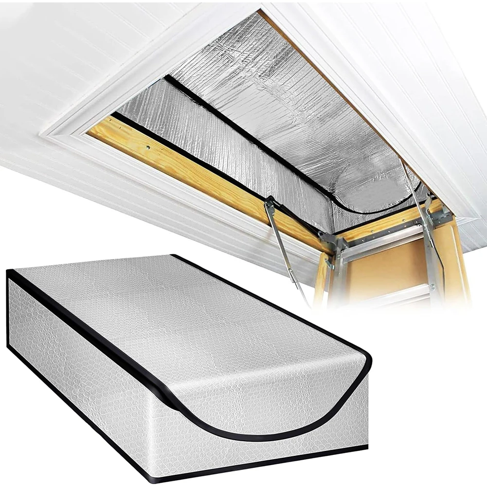 

1pc Attic Tent Insulation Cover Double Sided Aluminum Foil Loft Cover Attic Dust Cover Seasons Universal Dust Stair Heat Shield