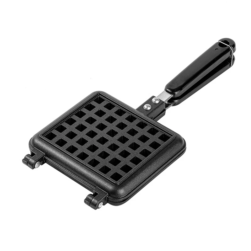 sided frying pan Stove Top Waffle Iron Plates, Deep Fill Non-Stick Aluminum Alloy Traditional for Easy Clean B