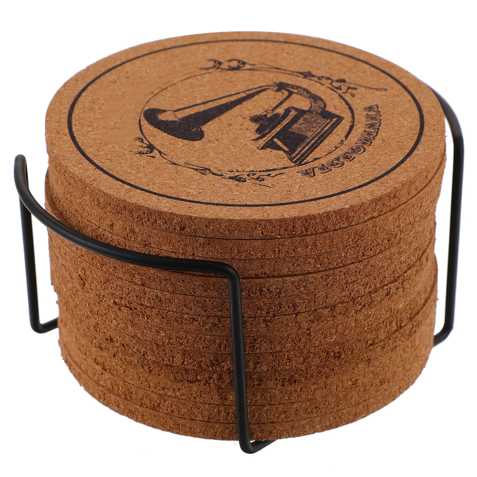 

1Set Cork Coaster Vintage Mug Pad Cup Mat Storage Stand Heat Resistance Anti-Slip Coaster for Home Dining Table