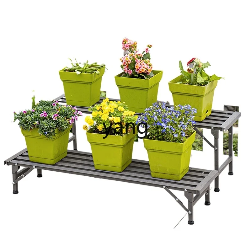 

Yjq Outdoor Courtyard Succulent Ladder Flower Stand Aluminum Alloy Floor-Standing Garden Outdoor Balcony Anti-Rust Folding