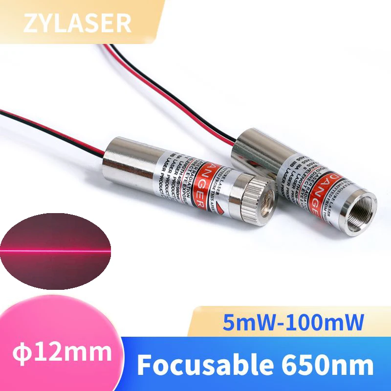 12mm Focusable 650nm Red Line 5mW 10mW 50mW 30mW 100mW Plastics Lens Laser Diode Module Industrial Grade