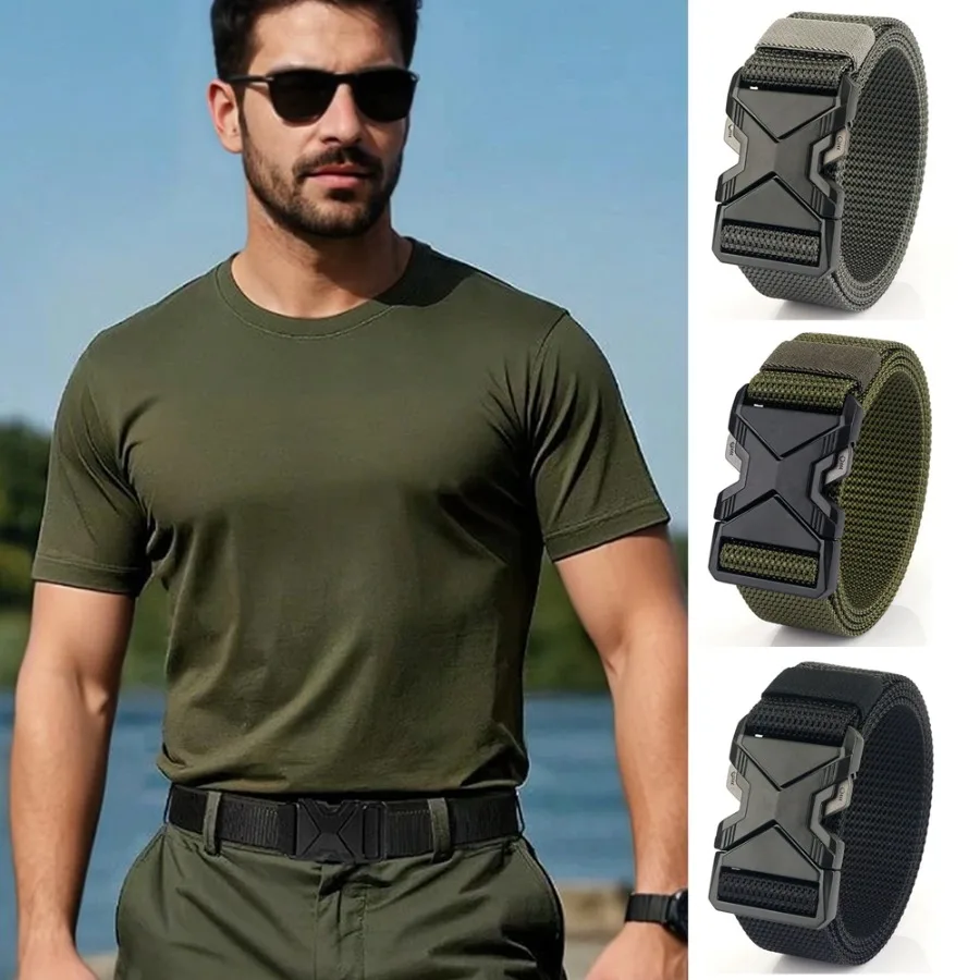 

Мужской тактический ремень с быстросъемной пряжкой, парусиновый ремень, дышащий корпус, высокопрочный, с пластиковой пряжкой без металла