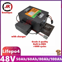 48V 50Ah 60Ah 80Ah 100Ah Lifepo4 battery pack,for  tricycle Motorcycle Electric Car motor batteries mower golf cart+10A charger