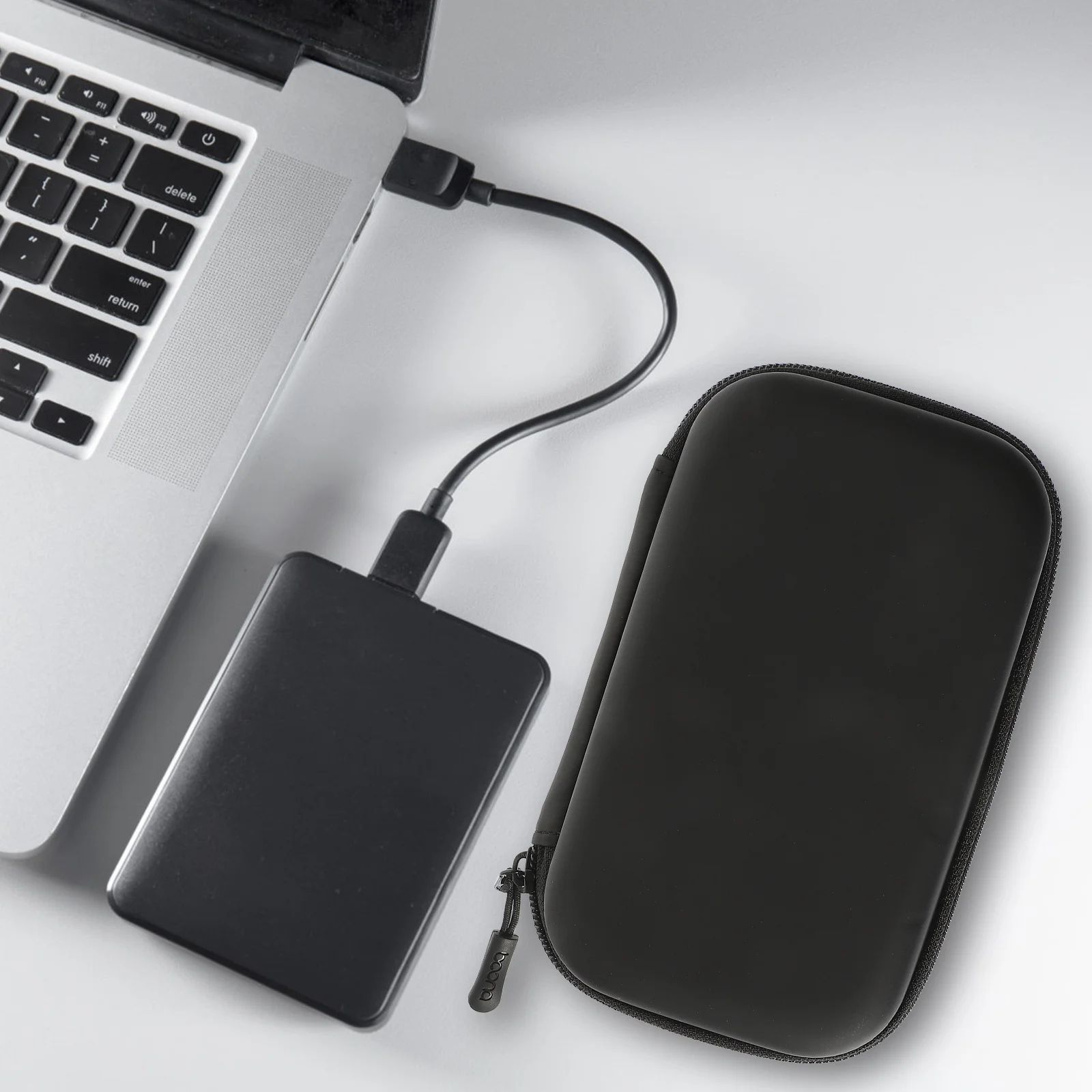 

Pu Earphone Storage Bag Black Electronics ganizer Travel Case Microphone Accessories Bag Small Pouch Cord