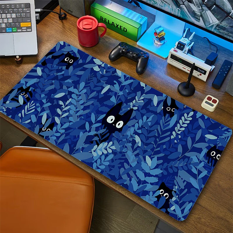 Alfombrilla de ratón de hierba de planta linda, alfombrilla de escritorio de gato Kawaii grande, alfombrilla de ratón grande para computadora, accesorios para juegos de Pc, alfombrilla de ratón XXL