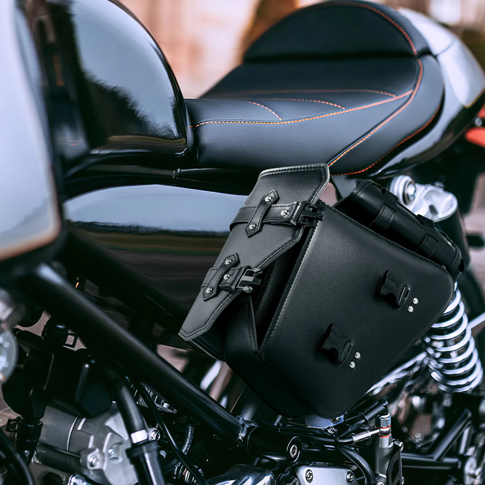 

1Pcs Motorcycle Tool Saddle Bag Wear Resistant PU Large Capacity Side Bag Motorcycle Water Bottle Holder
