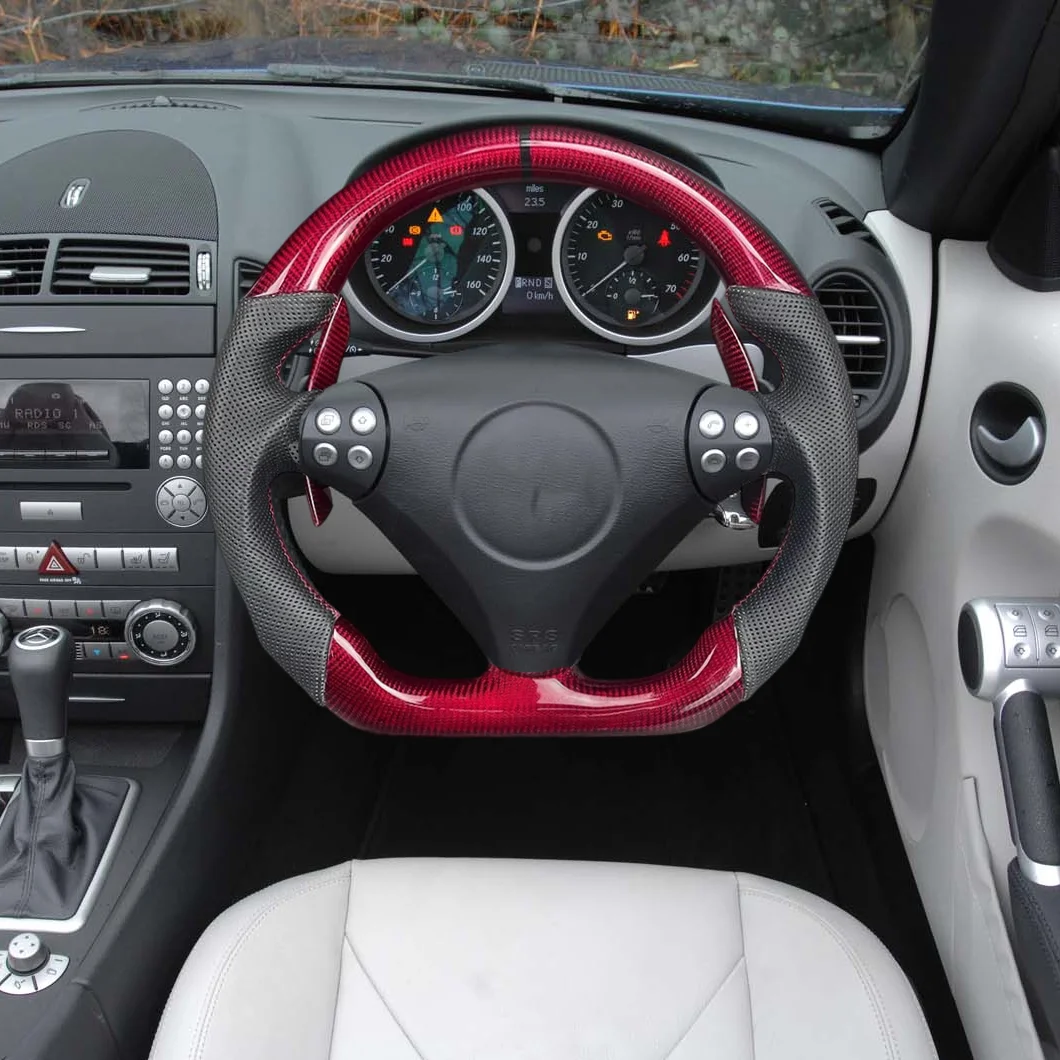 Carbon Fiber Steering Wheel Customized Sport Wheel For Benz SLK 2009-2012 Model With Paddle Hole