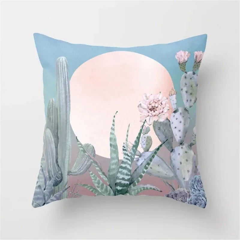 Cactus Flower Pattern Summer Decorative Cushions Pillowcase Polyester Cushion Cover Throw Pillow Sofa Decoration Pillowcover