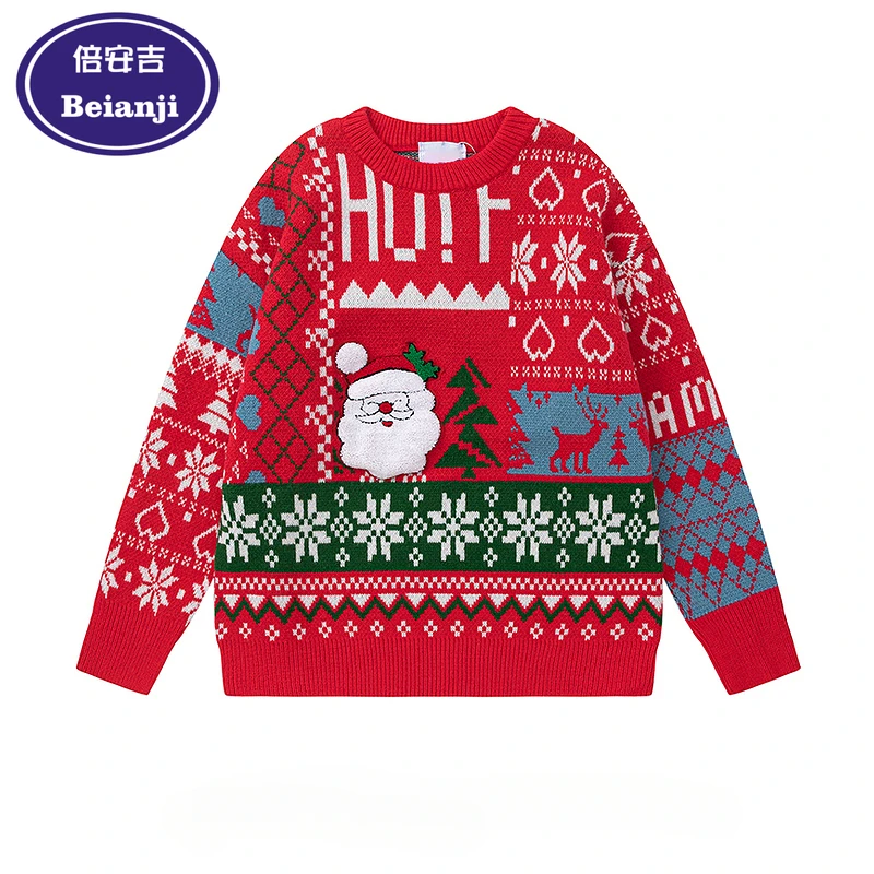 Beianji sweater American thick Christmas style men's and women's atmosphere casual couple loose pullover sweater 2024