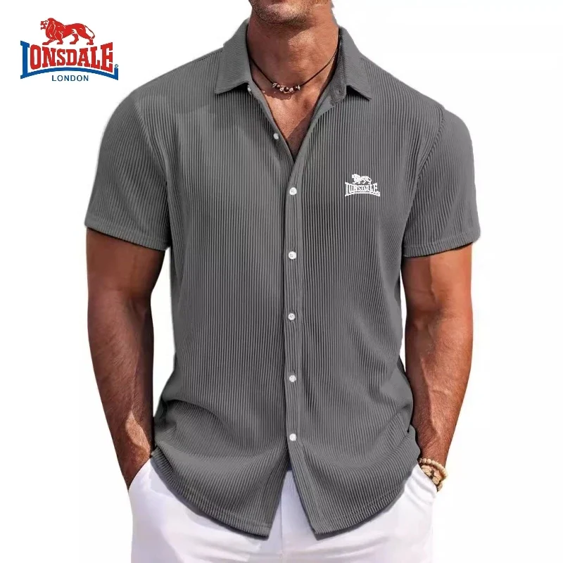 

Summer Men's Embroidered High-quality Soft Striped Short Sleeved Shirt, New Luxury, Fashion, Casual, Cool Beach Style Top